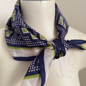 Navy and Green Patterned Scarf neck or for purse